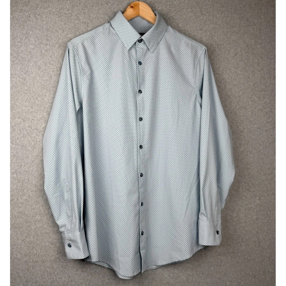 Mizzen+Main Leeward Dress Shirt Mens Small Trim Mint Print Button Front
